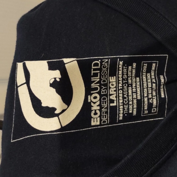 Ecko Unlimited Dark Blue Short Sleeve Graphic Tee Graffiti Style - Picture 5 of 5